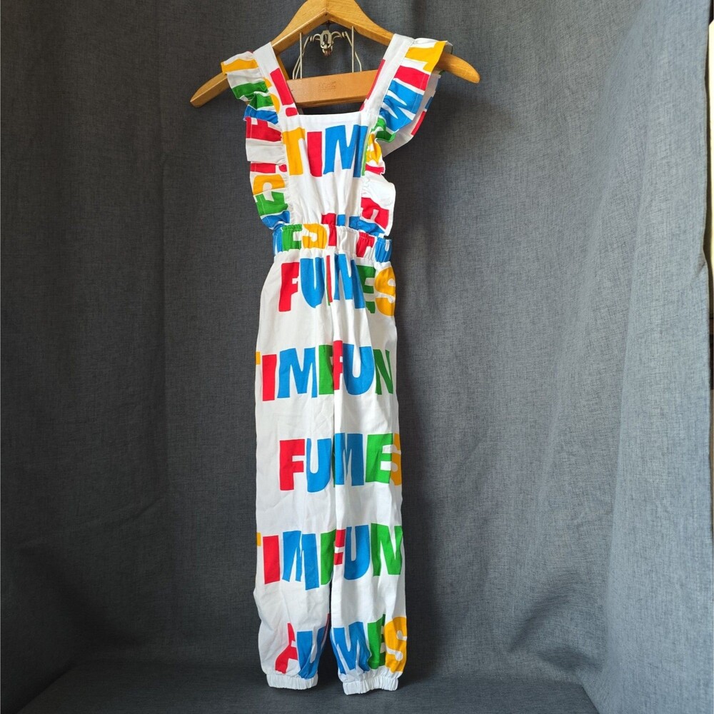 Fun Times Romper Hugo Loves Tiki Long Pants Adjustable Straps Ruffles Sleeveless